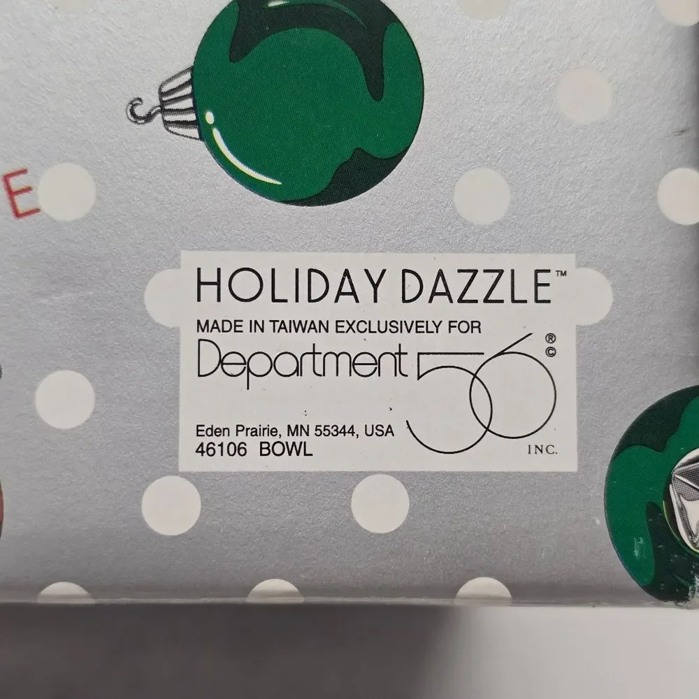 Department 56 Holiday Dazzle Ceramic Christmas Bowl #46106 w/Box Santa Snowman